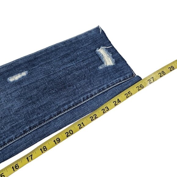 Paige Jimmy Jimmy Skinny Distressed Raw Cut-Off Hem Low Rise Blue Jeans Size 25 - Picture 10 of 16